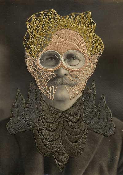 Stacey Page - Leonard - hand embroidery on photographs