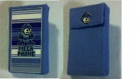Megaman stitched felt phone cover by Starrley