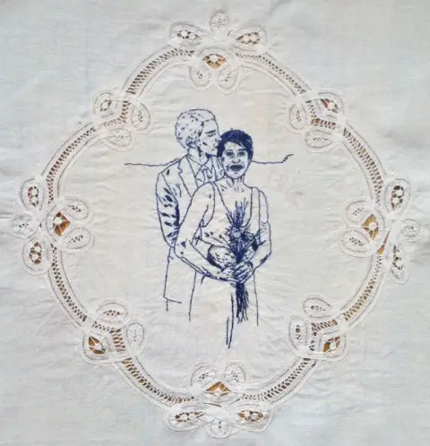 Nicole Briant - Sarah And David In Blue - hand embroidery