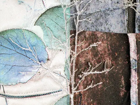 Charlotte Ziebarth - Autumnal Equinox #2 - Hint Of Frost - Machine Embroidered Art Quilt (detail)