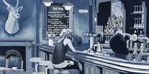 Denimu - Avalon Pub - Art Quilt