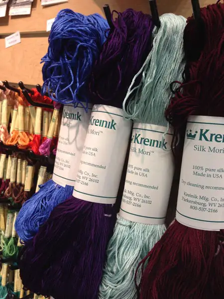 Economy skeins of Kreinik Silk Mori, a 100% pure spun silk for embroidery, knitting, crochet, cross stitch, needlepoint.