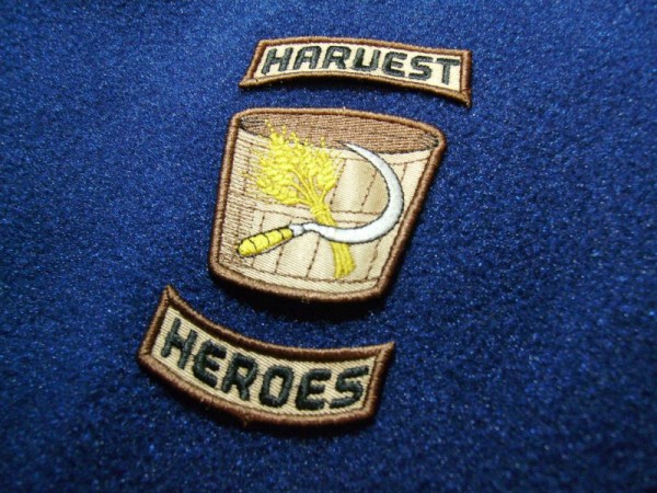 Finished Harvest Heroes Embroidery Patches by Erich Campbell