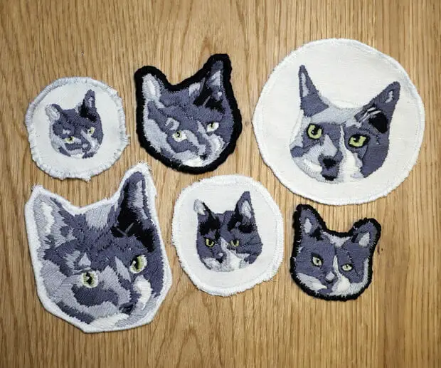 Becky Stern's embroidered cat patches