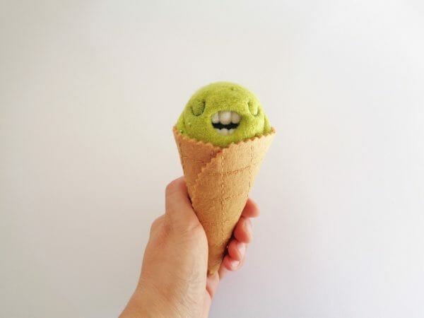 Droolwool ice cream cone with a face