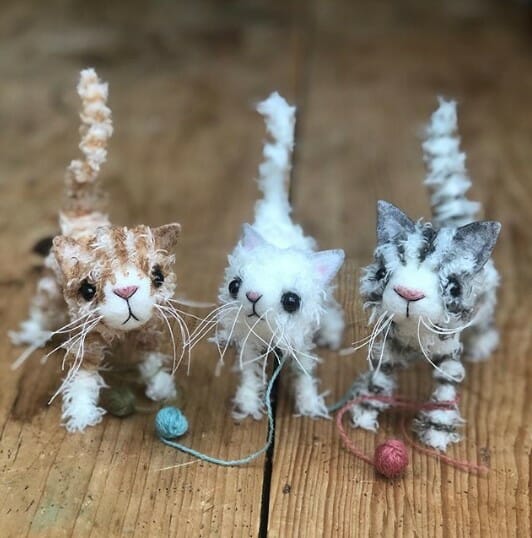 Sarah Strachan's Needle Felted Cats