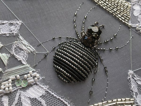 mbroidery, spider detail, Hisae Abe