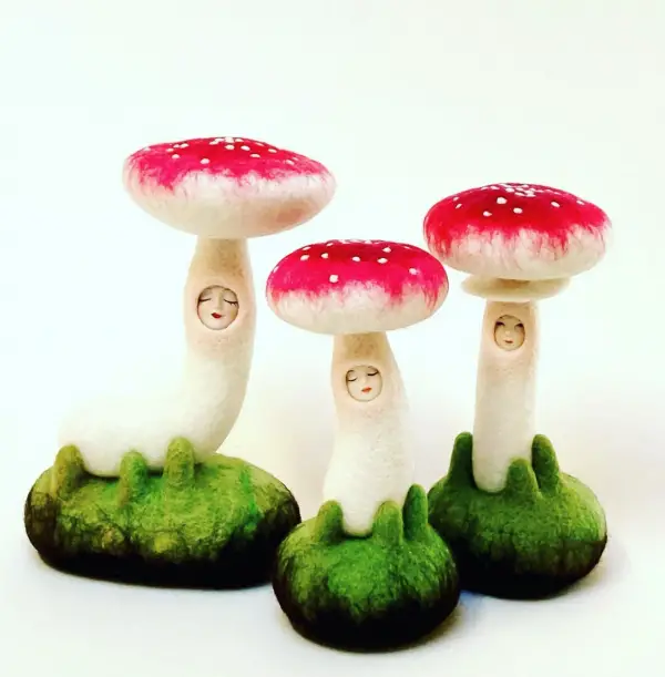 Lizzie Pearce fantasy mushrooms, three in total