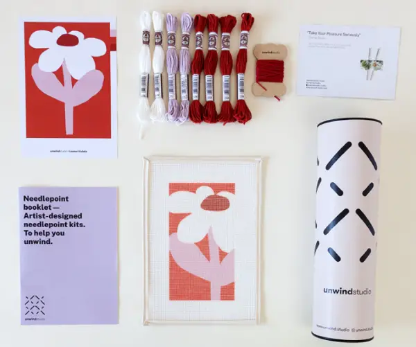 Contemporary Flower Glasses Case Needlepoint Kit by Unwind Studio