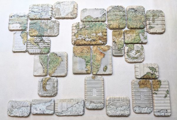 Nerissa Cargill Thompson - concrete and textured map of the world