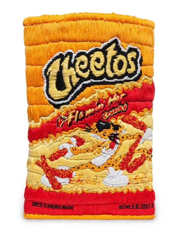 Eridan artist has created a life like crisp packet in embroidery.
