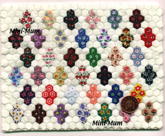 mini flower hexagon quilt pattern.